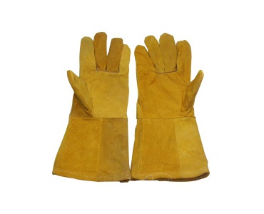 Long leather welding gloves (yellow) double layer