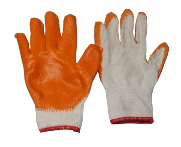 Cotton yarn coated gloves