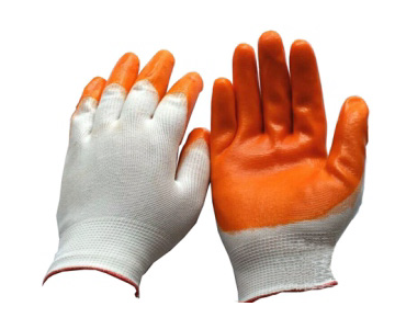PVC small half hang glue coated gloves