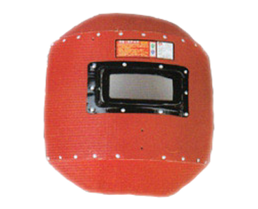 Red hand-held mask