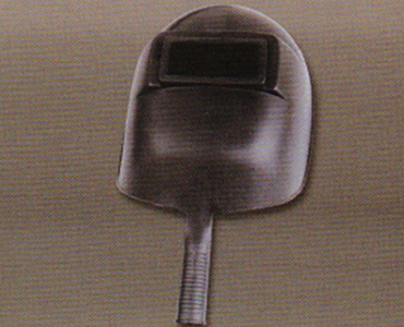 Black hand-held mask